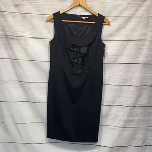 NEW black wool work dress Halogen ruffle size 8